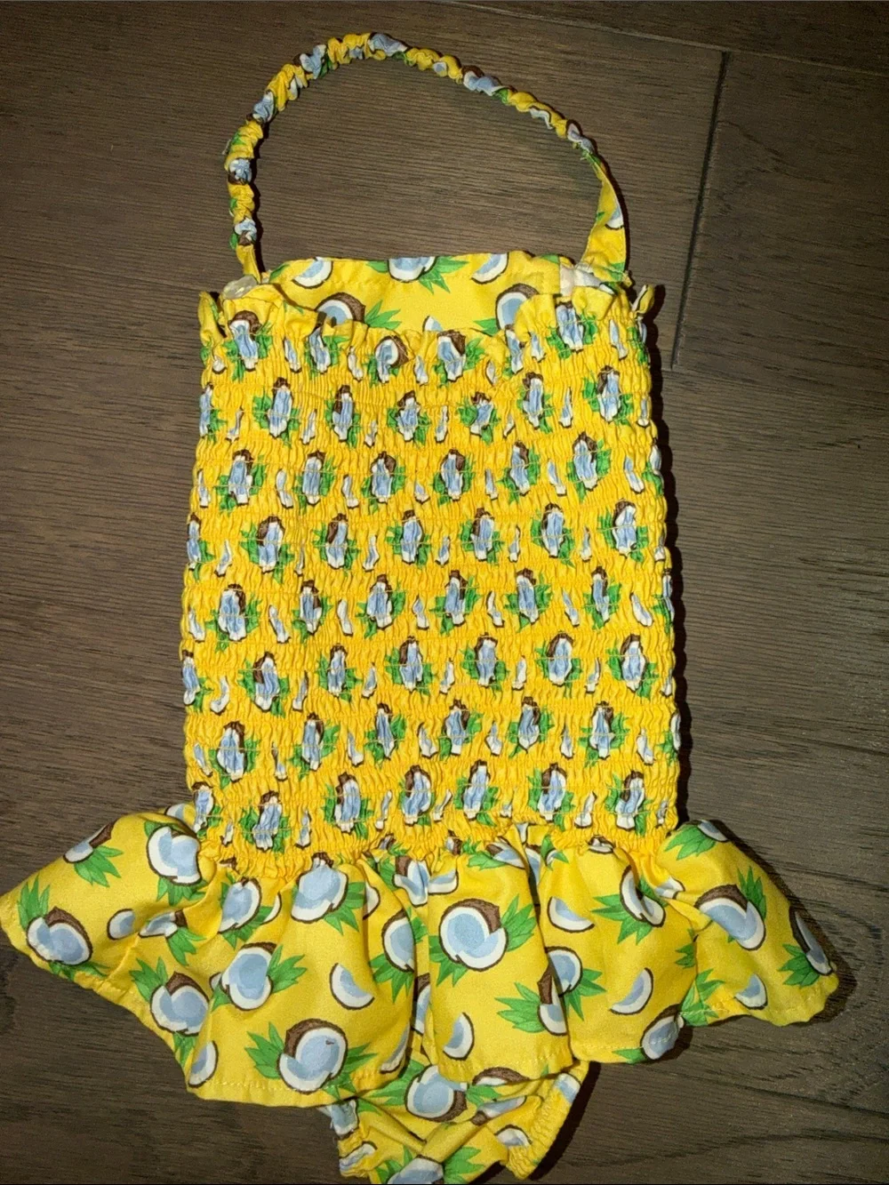 Rachel Riley Yellow Coconut Print Girls One-Piece Swimsuit